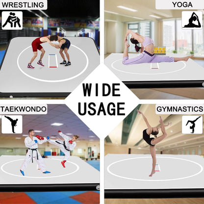 TOSPORT Inflatable Wrestling Mats Training Mat With Pump 4" Thick PVC Gymnastics Mat for Home Use/Tumbling/Jiu Jitsu/MMA/BJJ/Boxing/Judo/Yoga/Grappling (10ft*10ft*4in(3x3x0.1m))