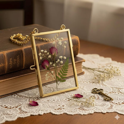 Gold Metal Pressed Flower Frame,Double Glass Display for DIY Floral Art, Ideal for Home Decor and Botanical Projects, Gift for Creating Custom Floral DIY Displays on Wall Tables Living Room Office