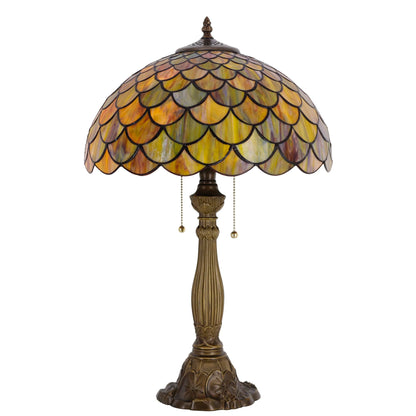 AVIVADIRECT Tiffany Table Lamp Stained Glass Fish Scales Style Antique Desk Reading Light 16X16X24 Inches Decor for Bedroom Living Room Home Office