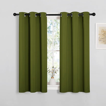 NICETOWN Blackout Curtain Panels - Thermal Insulated Holiday Draperies | Olive Green, 34x45 Inches (One Pair)