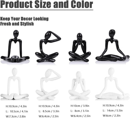 XMGZQ Black Thinker Figurines,Abstract Bookshelf Figures,Knick Knacks Home Decor,Plastic Thinker Statue Kit,Black