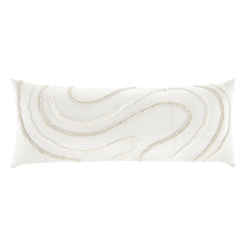 Sweet Jojo Designs Boho Tufted Swirl Body Pillow Cover Case Decorative Accent Long Couch Kids Bed Pregnancy Pillowcase 54x20 Neutral Ivory Taupe Bohemian Pattern Geometric Off White Abstract Unisex