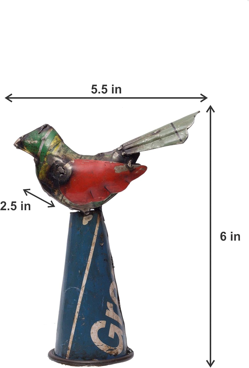 DeKulture Recycled Iron Bird Bottle Topper - Decorative Wine Bottle Cover (5.5x2.5x6 Inches)