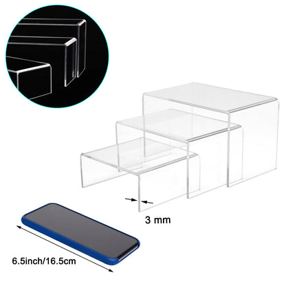 Cerpourt 2 Sets Acrylic Display Risers(4",5",6") Product Stand ((4"x5"x6") Clear Risers)