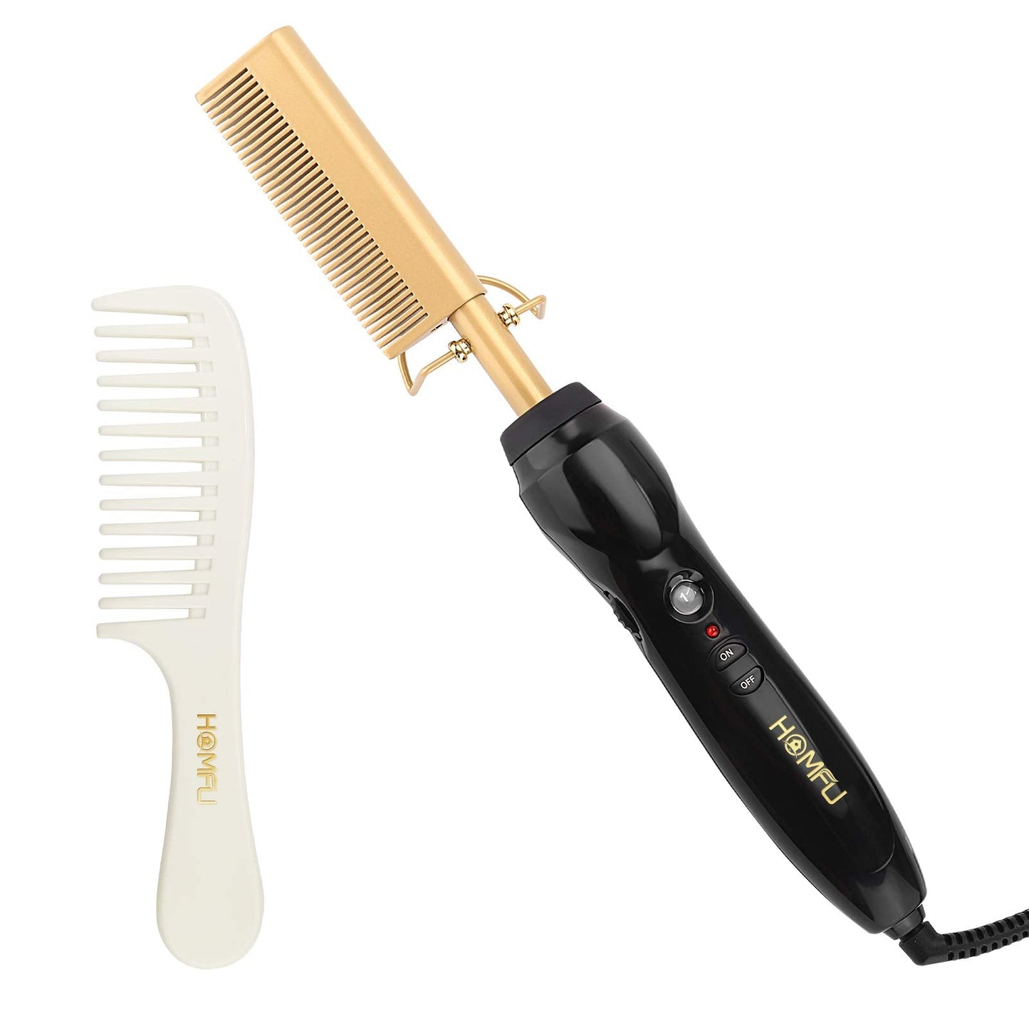 Electric Hot Comb Hair Straightener Heat Pressing Comb Curling Flat Iron Curler Hair Straightener Brush for Natural Black,Anti-Scald Beard Straightening Electric Press Comb