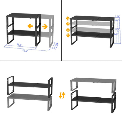 Jojocross Expandable,Stackable Spice Rack,Seasoning Organizer and Storage,Spices Jar Racks for Cabinet,Countertop, Metal Pantry, Cupboard,Laundry Storages,Heavy Duty(2 PACKS/MEDIUM/BLACK)