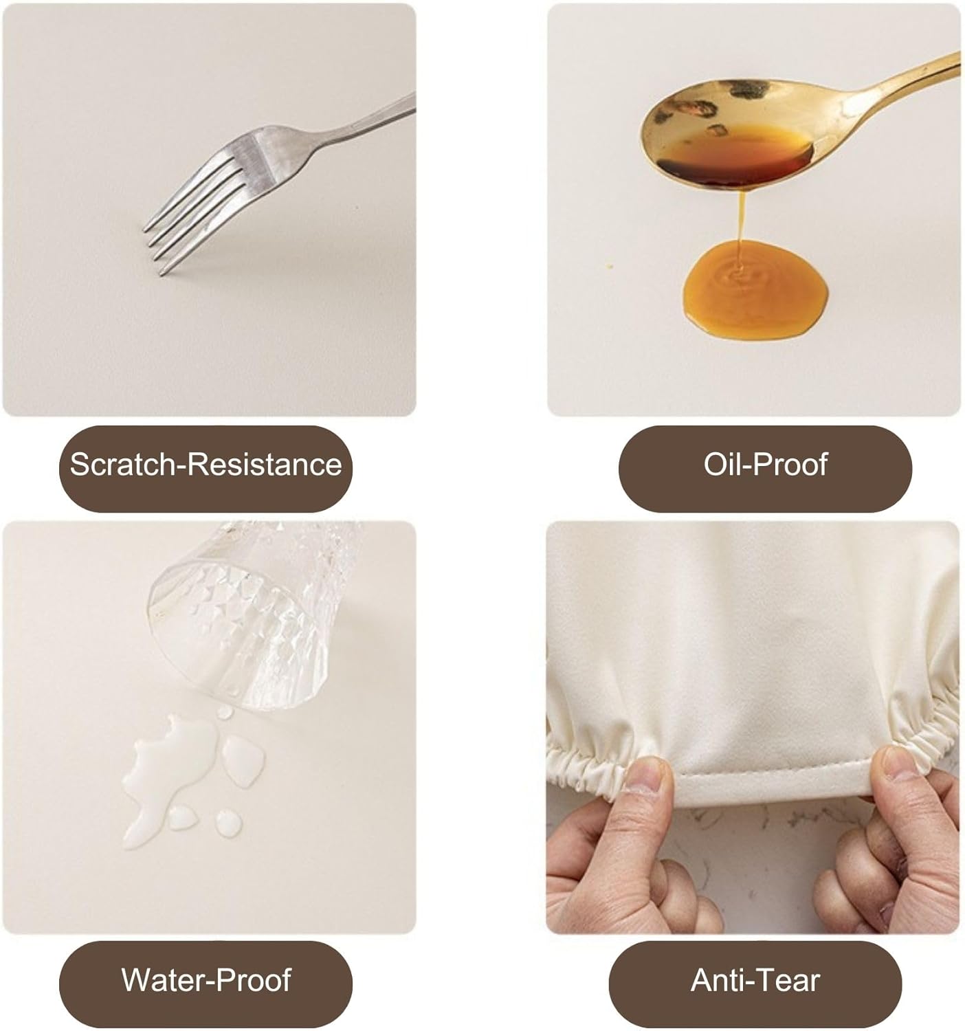 28 47 Inch Coffee,28"x47") PU Stretch Fitted Rectangle Tablecloth with Elastic Edge x Waterproof Oil Proof Table Cloth
