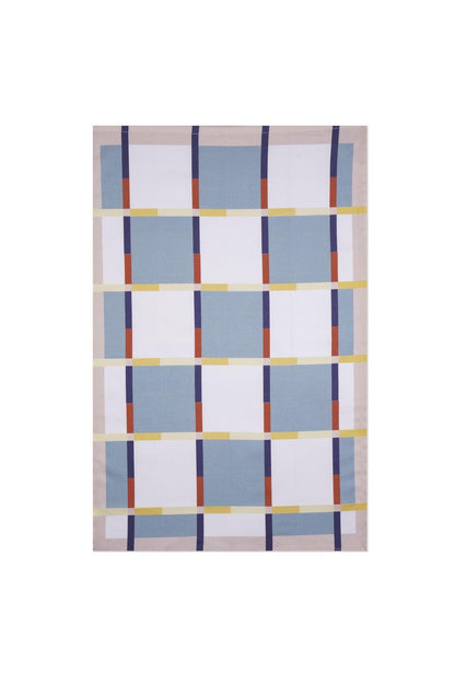 IXORA DECOR 100% Cotton Kitchen Towels Set of 4 | 2 Solid Dyed Waffle Weave Dishcloths & Geometric Digital Print Kitchen & Table Linen Cloth | Super Absorbent Napkins | 50 x 70 Inches