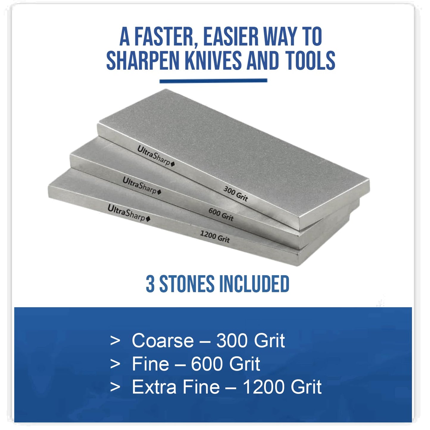 Ultra Sharp II Diamond Sharpening Stone Kit - Coarse/Medium/Extra Fine