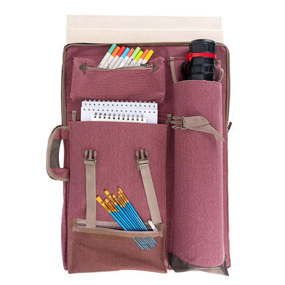 TRANSON Art Portfolio Case Artist Backpack Canvas Bag Large 26” x 19.5” Brownish Red