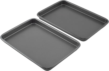 GoodCook Everyday Gray Set of 2 Nonstick Steel 9" x 6.2" Mini Baking Sheets for Toaster Oven