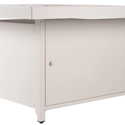 Oakland Living Square 42 in. x 42 in. Aluminum Propane Fire Pit Table with Glass Beads, Two Covers, Lid, 57,000 BTUs in White Finish