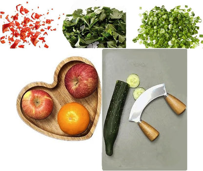 Mezzaluna Chopper Rocking Knife with Sharp Blades, ULU Knife for Veggie Rocker, Pizza Cutter, Kale Herbs Chopper &