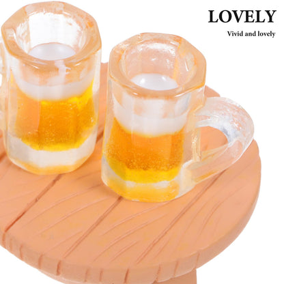 9pcs Miniature Beach Decor - Mini Umbrella Chair Table and Drinks Set for Dollhouse Furniture, Beach Cake Decorations Toppers - Micro Resin Miniature Dollhouse Accessories for Fairy Garden, Pool