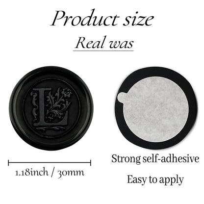 100Pcs Black Wax Seal Stickers Handmade Envelope Seals Self Adhesive Letter Wax Stickers for Wedding Party Invitations, Envelope, Gift Wrap, Christmas(Initial L, Black)