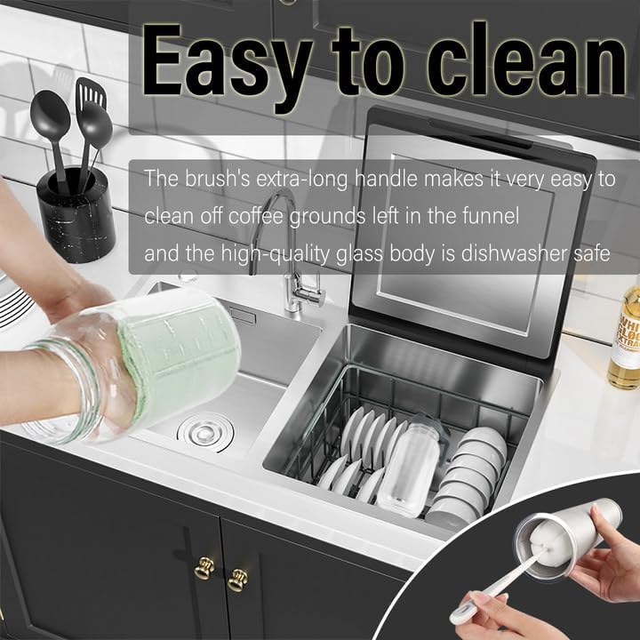 Cold Brew Coffee Maker - 64 Oz (2 Quart) Wide Mouth Glass Mason Jar with Stainless Steel Filter