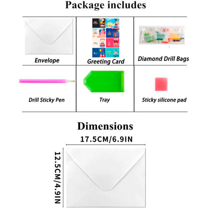 ACSAUMMY Diamond Art Painting Happy Birthday Cards, 8 Packs DIY 5D Diamond Greeting Cards Kits for Adults Diamond Art Birthday Cards with Envelopes Birthday Gifts for Families, Friends, Partners