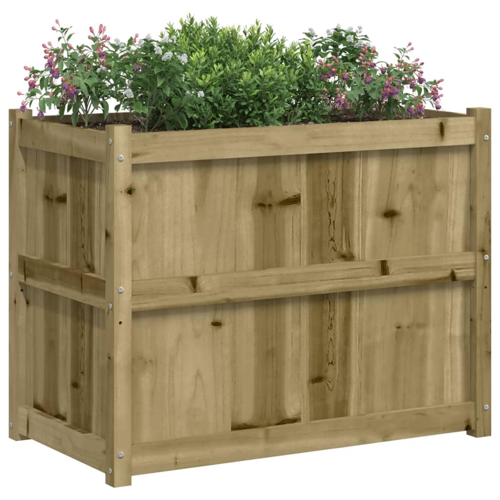 Favemtsl Large Rustic Raised Garden Bed 35.4x35.4x27.6 in Treated Solid Pine Wood Outdoor Planter Box Weathered Brown for Patio Balcony Yard