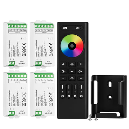 BTF-LIGHTING 5050SMD FCOB COB Dimming RF 2.4GHz Wireless Remote RC01RFB &4PCS C01RF Tuya Controller Kit 4 Zones Group Control PWM Single Color (+V -V) 2pin LED Neon Rope Light DC5V DC12V DC24V
