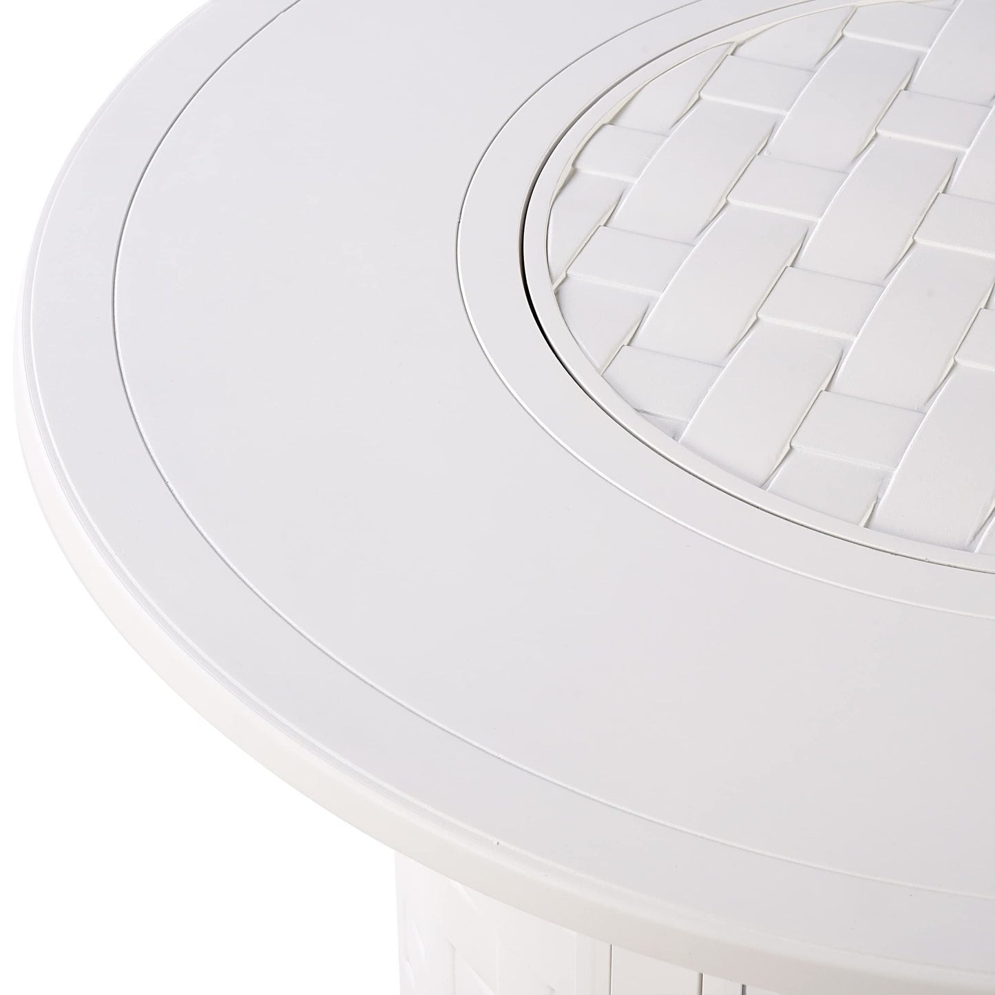 Oakland Living Round 44 in. x 44 in. Aluminum Propane Fire Pit Table with Glass Beads, Two Covers, Lid, 57,000 BTUs in White Finish