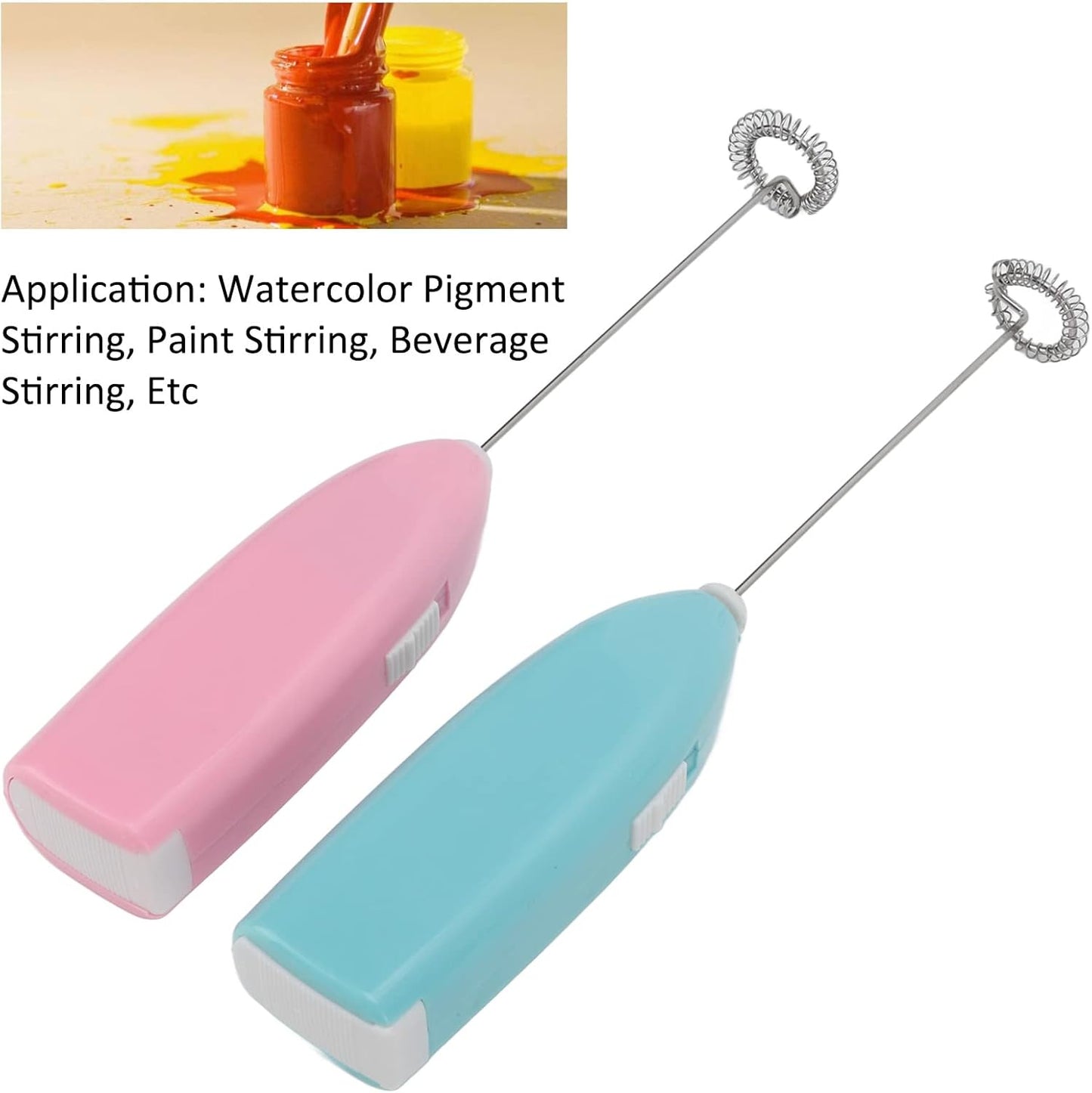 Fdit Electric Whisk, Multi-Purpose Stainless Steel Rustproof Mini Hand Mixer for Beverage, Paint, and Pigment