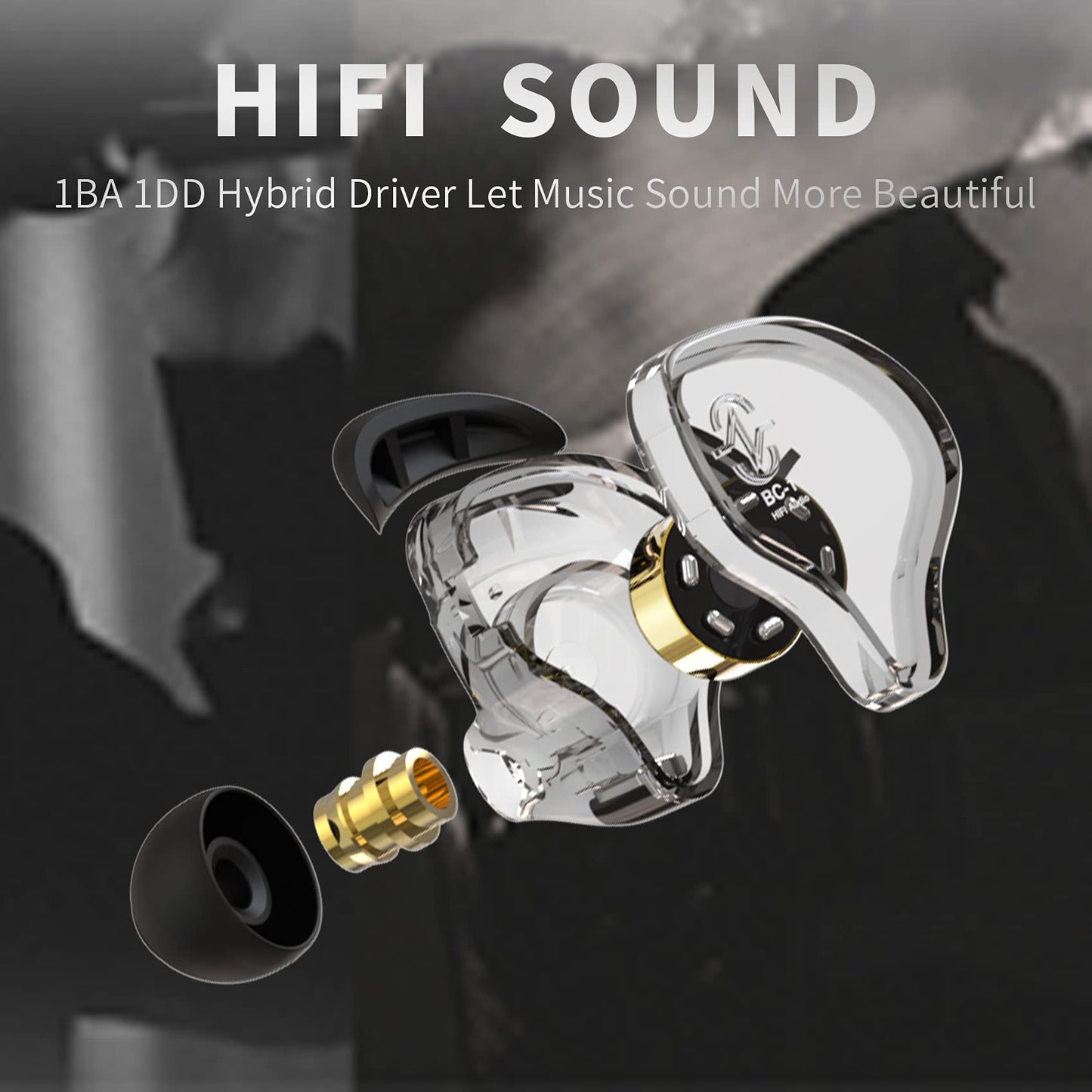 CCZ Melody inear Earphones Wired Gaming Earbuds 1DD 1BA Hybrid Drivers in-Ear Headphones iem Earbuds HIFI Bass with Ear fins, 4N OFC Cable for Drum, Studio, Editing, pc, Gaming (Green, without mic)