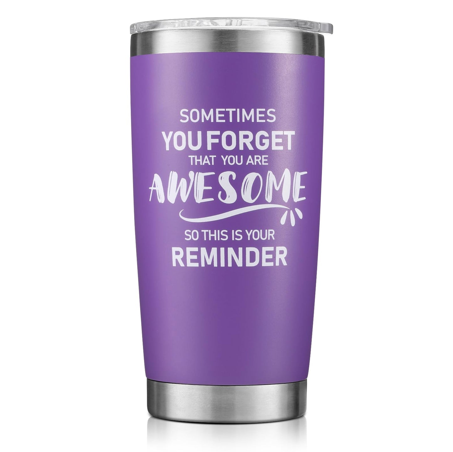 NOWWISH Inspirational 20oz Purple Tumbler, Sometimes You Forget You're Awesome Stocking Stuffer for Women, Unique Christmas Birthday Gifts for Her, Mom, Daughter, Wife