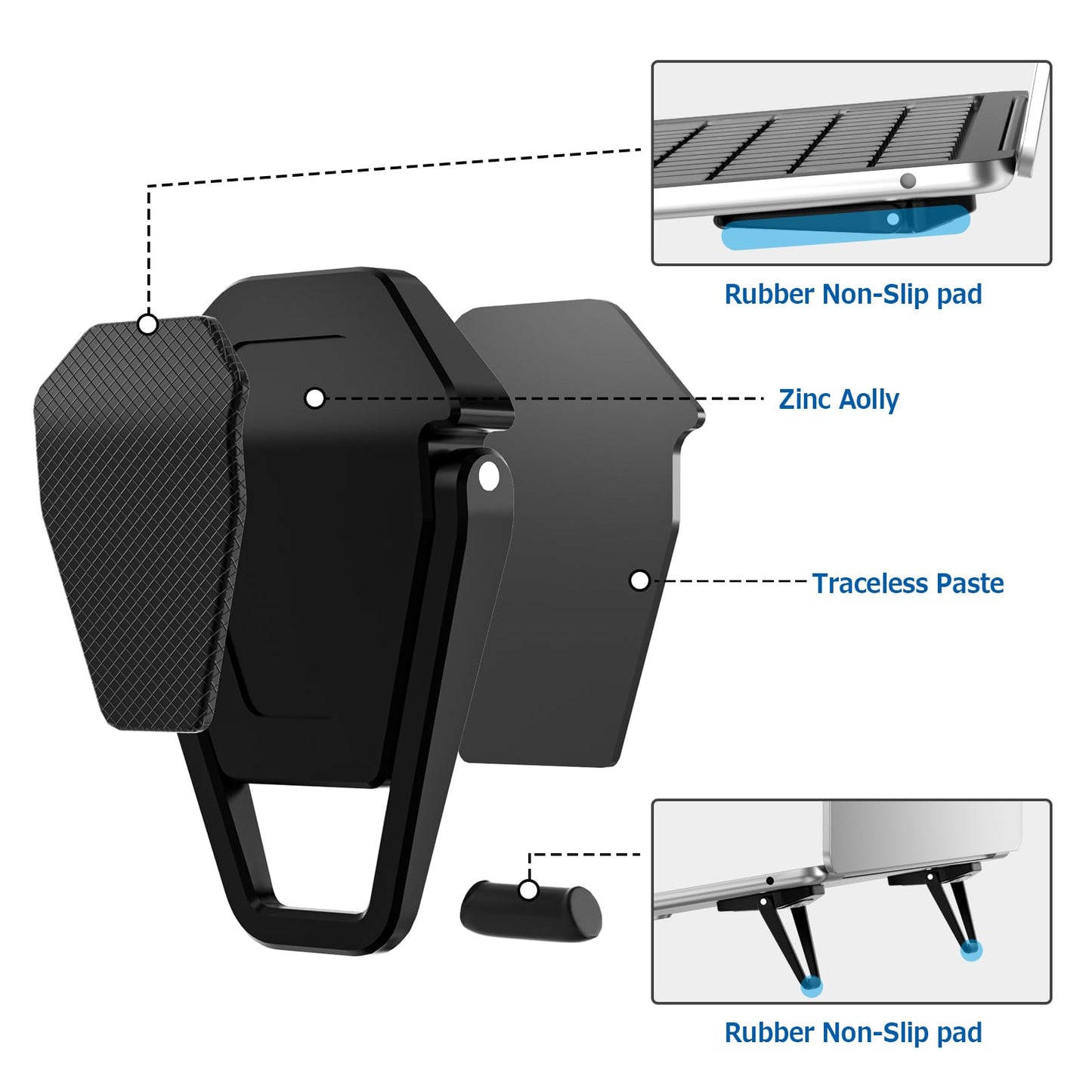 Portable Invisible Laptop Stand, Mini Aluminum Cooling Pad,Computer Keyboard Mount Kickstand,Ergonomic Lightweight Laptop Desk Stand (1pack（2pcs）)