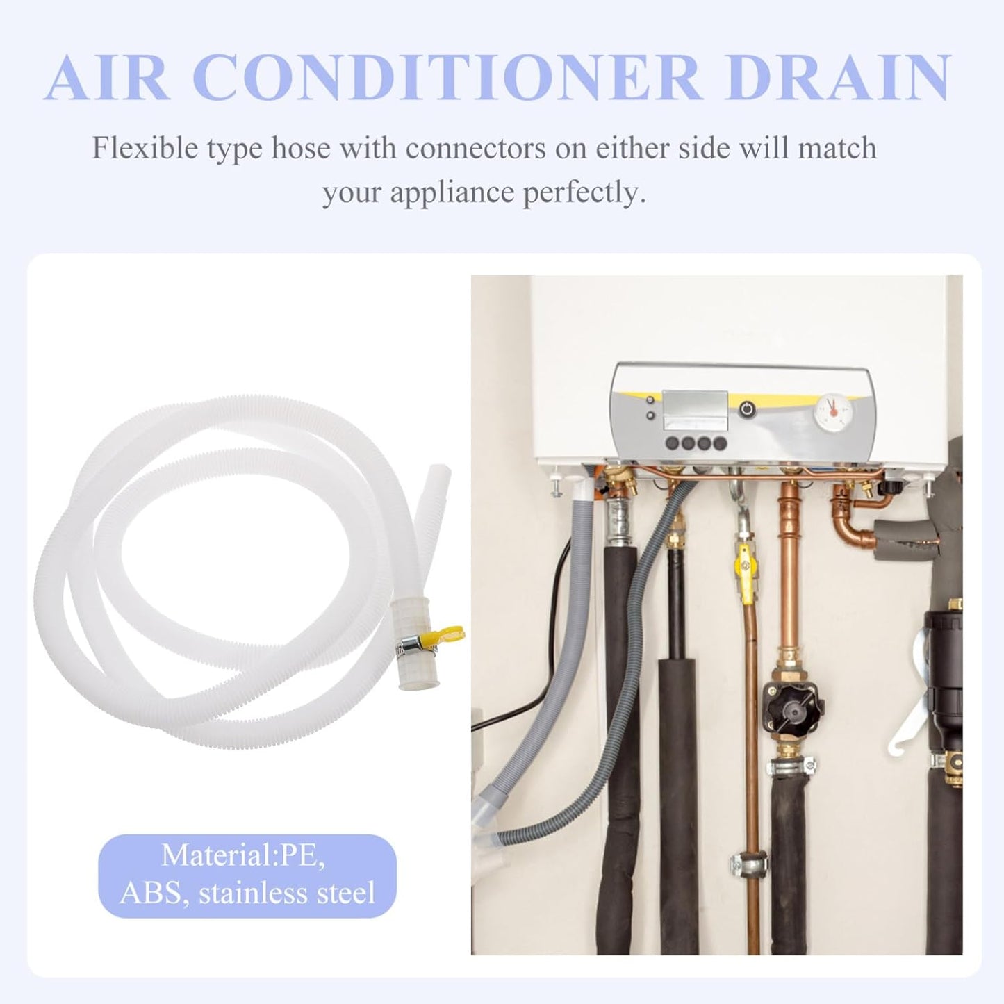 Air Conditioner Drain Water Inlet Hose, Flexible Tubing for Unit Washer Drain Hose for Washing Machine