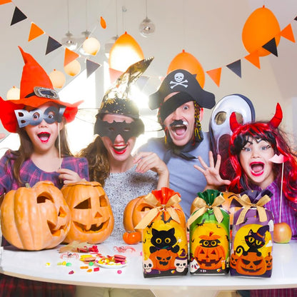 HRX Package 50pcs Halloween Treat Bags, 5.8x9x2.4 inch Drawstring Candy Goodie Bags for Trick or Treat