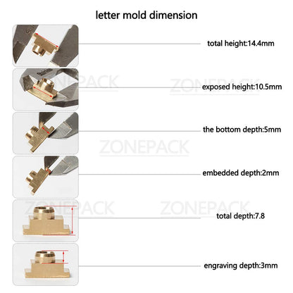 ZONEPACK Copper Brass Stamping Flexible Letters Numbers Alphabets Symbols Characters Molds CNC Engraving Molds for Hot Foil Stamping Machine (83pcs Arial)