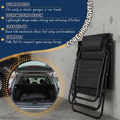 EZONE (1-Chair) (1, Zero Gravity Lounge Chair Outdoor Adjustable Reclining Patio Chair Steel Mesh Folding Recliner