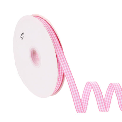 PATIKIL 50 Yard x 3/8 Inch Gingham Ribbon, Plaid Ribbon Nylon Checkered Gift Wrapping Strip for Thanksgiving Bow Wreath Craft Birthday Wedding, Pink