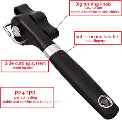 AWON Manual Can Opener for Kitchen Safety, No Sharp Edges, with Bottle Opener Set for Arthritis Camping