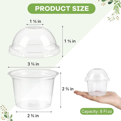 25 Pack 8 oz TOFLEN Plastic Dessert Cups with Dome Lids, Clear Disposable Yogurt Parfait Cups with Lids, Individual