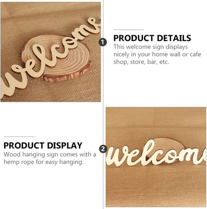PRETYZOOM 10pcs Farmhouse Welcome Sign Cutout, Unfinished Letter Sign DIY Block Words for Home Wedding