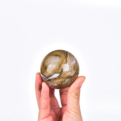JIC Gem Small Pietersite Crystal Sphere - Blues & Golden Browns, Healing Crystal for Home Decor, Photography, Divination & Fortune Telling, 50-60mm