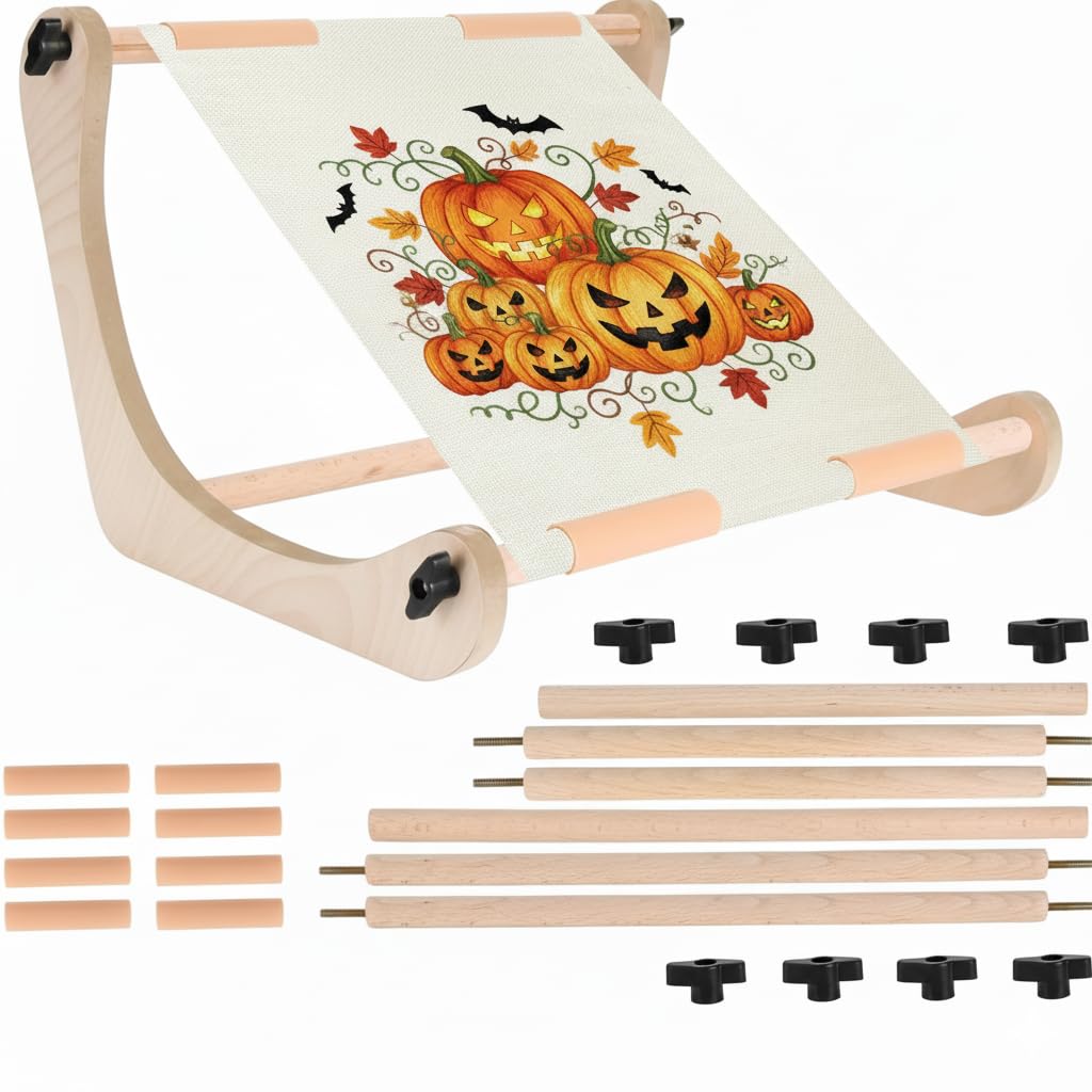 ALIMTEE Cross Stitch Stand for Lap or Table Top, Adjustable Width Embroidery Stand with 2 Sizes Rod (11.8" and 15.75") with Greater Stability