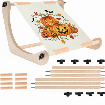 ALIMTEE Cross Stitch Stand for Lap or Table Top, Adjustable Width Embroidery Stand with 2 Sizes Rod (11.8" and 15.75") with Greater Stability