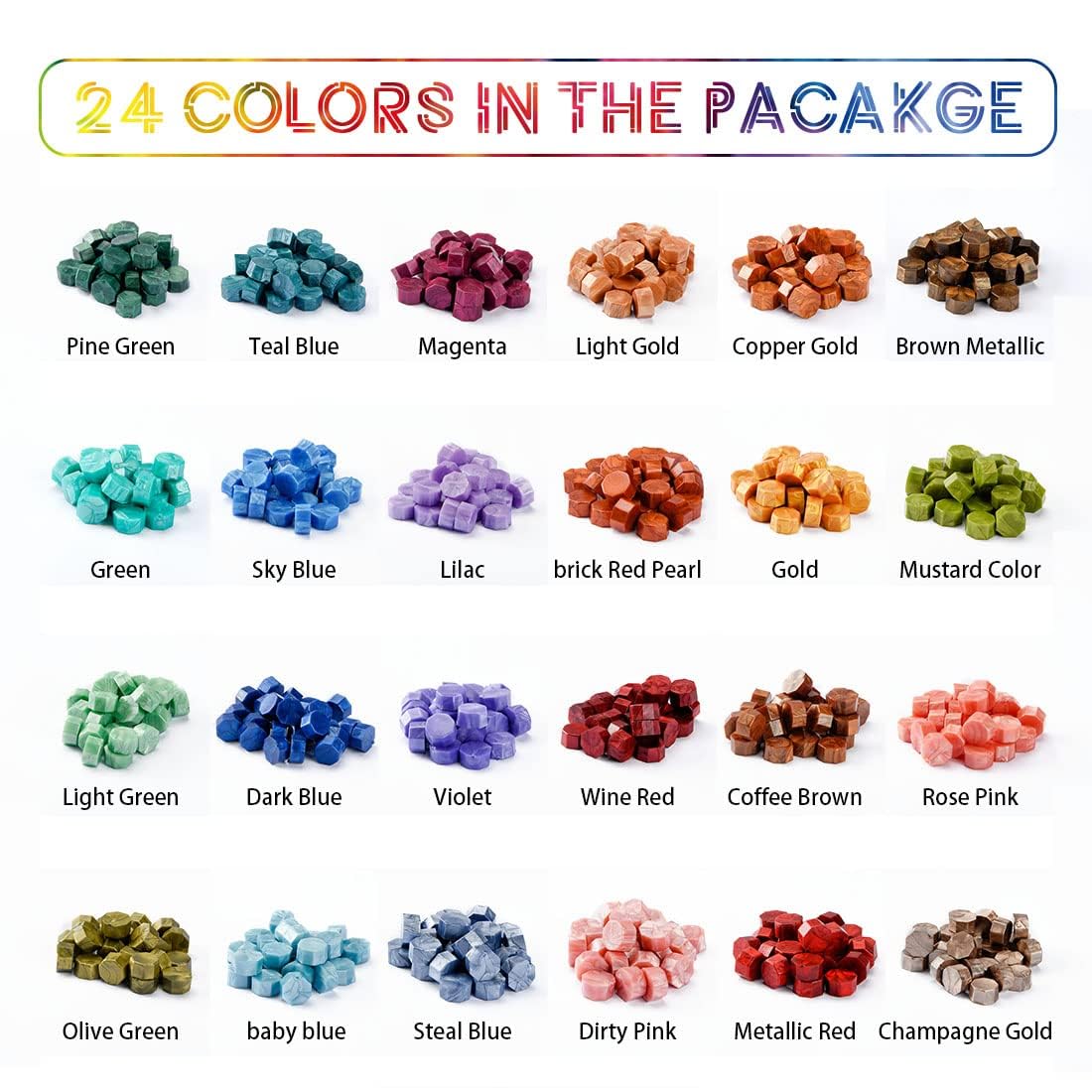 Wax Seal Stamp Kit，Sealing Wax Beads in 24 Colors、21pcs Sealing Wax Stamp Heads with Wooden Handle，Heater, Candle，Perfect for Wedding Invitations,Envelopes