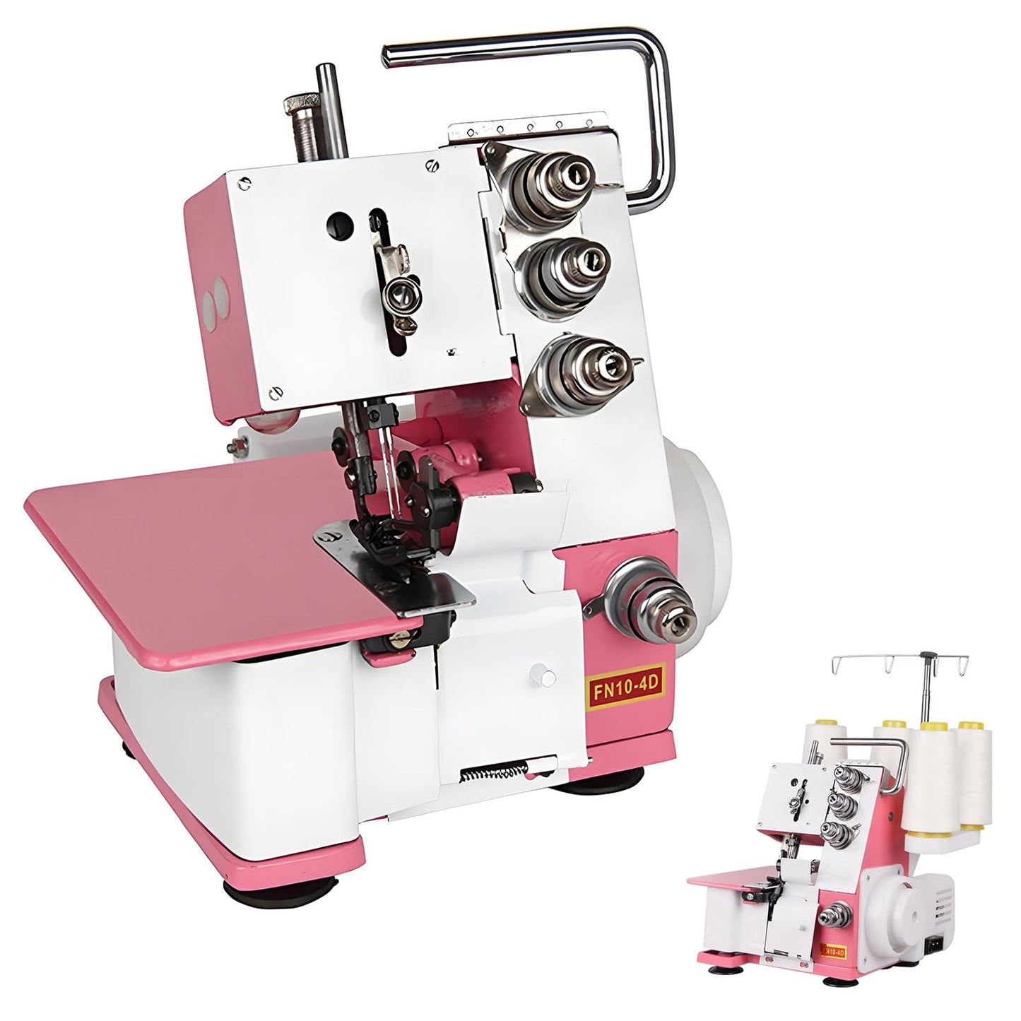 Four Threads Portable Sewing Machine Metal Frame Serger Four-Thread Lockstitch Sewing Machine Small Desktop Overlock for Hemming and Sewing