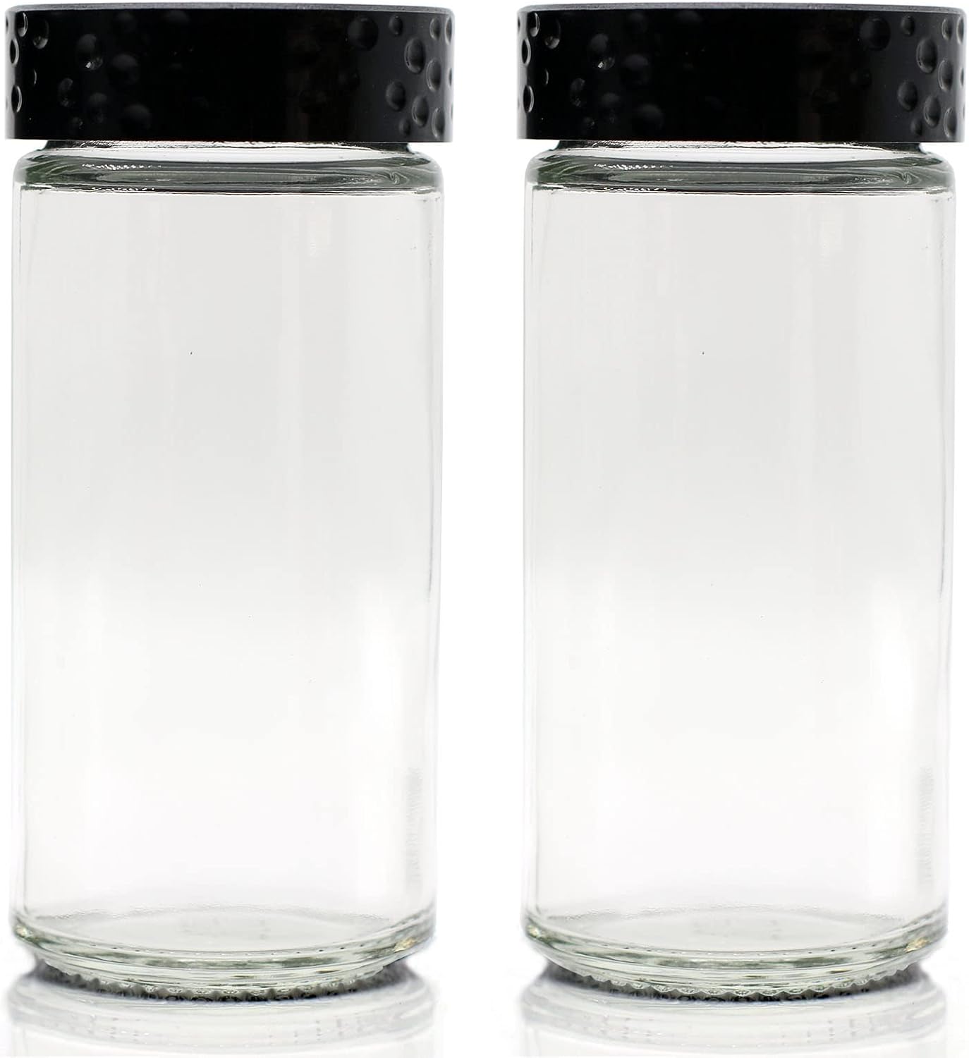 2 3 oz (2, Pcs Black Spice Jars, Glass Seasoning Bottles, Spices Container, Empty Spice Jars, Round Spice Bottles
