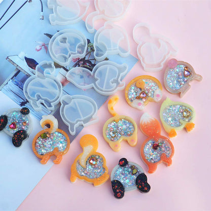 FineInno 8Pcs Kawaii Shaker Molds,Resin Mold,Epoxy Quicksand Silicone Moulds, Charms Handmade Pendant Jewelry