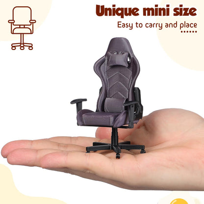Kisangel Miniature Gaming Chair, 1:12 Scale Dollhouse Office Decor, Detailed 3D Printed Gamer Computer Desk Accessory for Collectors and Display