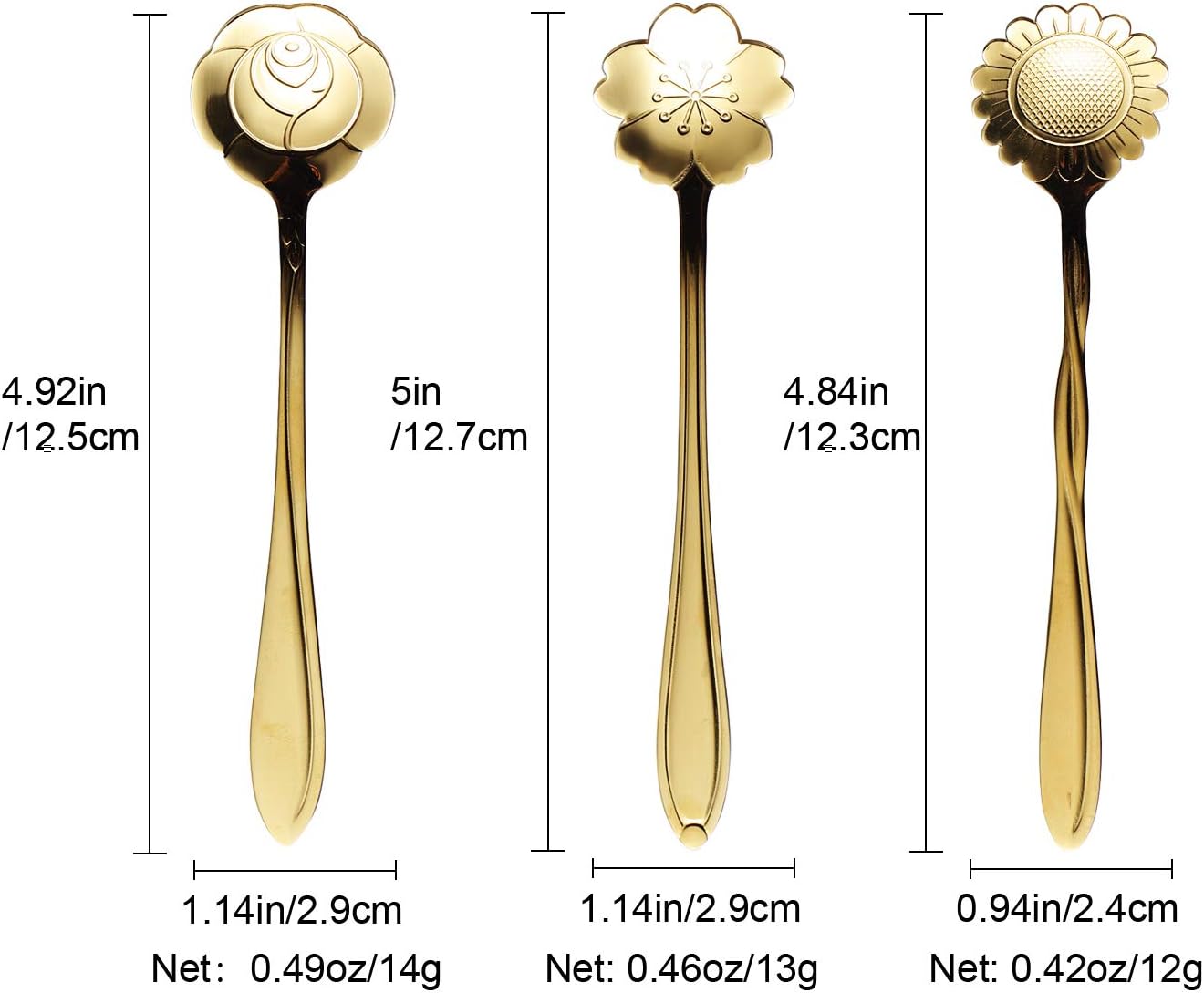 12-Pack Flower Spoons by IRONX, 18/0 Stainless Steel, Creative Cute Tableware, Mini Teaspoon Dessert Spoons