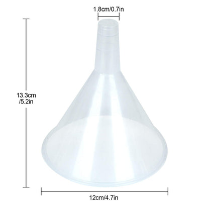 HNBun 30Pcs Plastic Funnels Set, 4.7 Inch Wide Mouth Large Clear Funnels for Filling Water Bottles, Multipurpose Tool with Long Spout for Transferring Liquid, Spices, Powder, Lotion, Oils