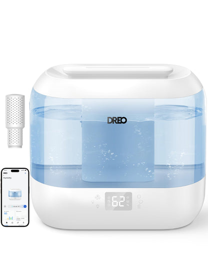 Dreo Smart Humidifiers for Bedroom, Top Fill 4L Supersized Humidifier Large Room with 28 dB, 36H Runtime, Touch/APP/Voice Control, Nightlight, Cool Mist Humidifiers for Baby, Plants, Indoor, Black