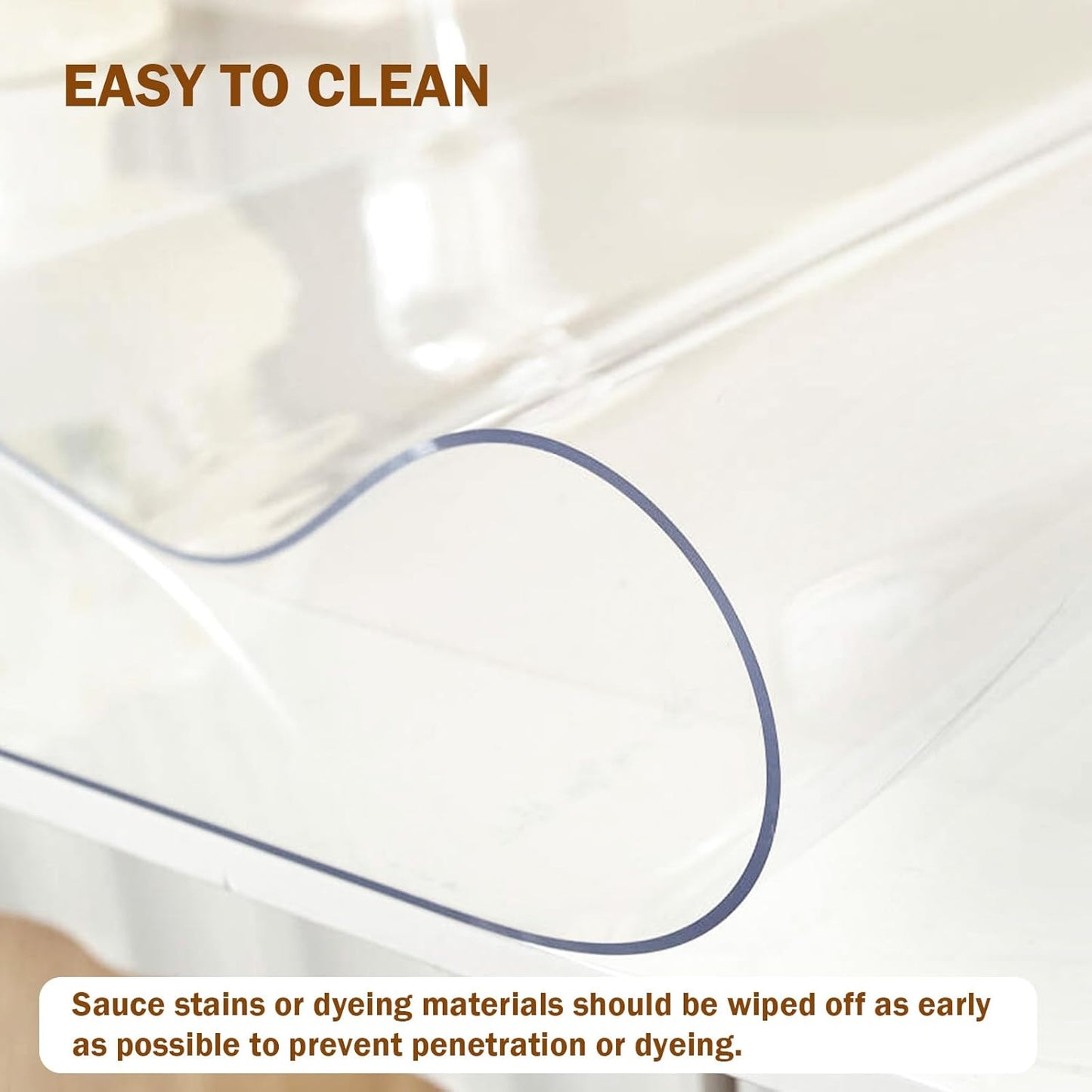 20 60 Inch 1.5mm Royhom Clear Table Protector x - Thick Plastic Table Cover, Clear Table Cover Protector Rectangle