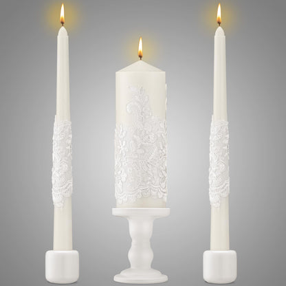 Irenare Unity Candles with Holder for Wedding Ceremony Wedding Decortions Accessories Glass Candle Holder Pillar Candle for Formal Events Church (Ceramics)