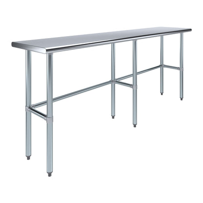 AmGood Stainless Steel Work Table Open Base | NSF Kitchen Island Food Prep | Laundry Garage Utility Bench (84" Long X 18" Deep)